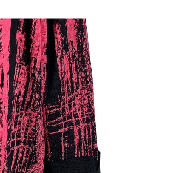 Ming Wang Abstract Knit One Button Jacket Cardigan M Black Pink - Picture 4 of 10